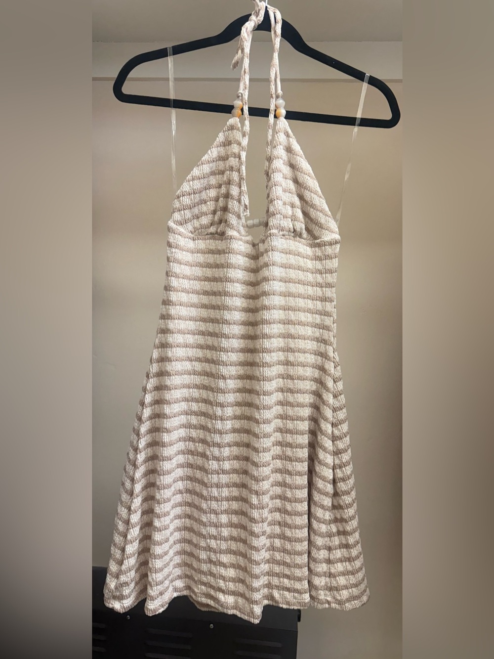 Urban Heritage Cream & Beige Textured Halter Dress